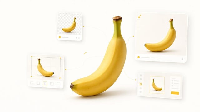 Super Banana Pro AI image tools — background remover, upscaler and extender in one workspace