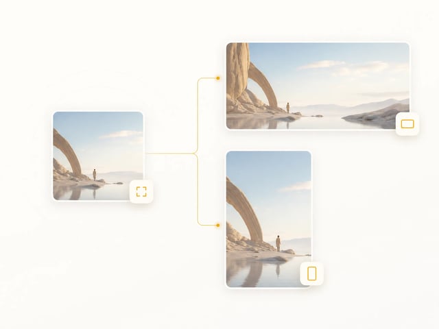 One image reframed to square, landscape and portrait without cropping